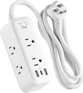 KMC 6-Outlet Fast Charging Power Strip Surge Protector, 2 USB-A & 1 USB-C 20W PD, 1200J Surge Protector Power Strip, 5ft Extension Cord, Flat Plug, ETL/UL Certified, White