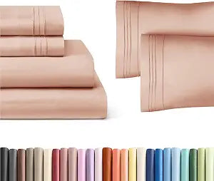 Mauve 4-Piece Sheet Set & Pillowcase Bedding Bundle (Queen Size) - Bed Set Includes Complete Queen Sheet Set & 2 Queen Pillowcases - Hotel Luxury Quality - Cooling Sheets & Pillowcase Bedding Set