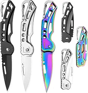 3 Pack Pocket Knife Set, Folding Knife with Keychain