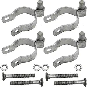 4pcs Chain Link Fence Gate Post Hinge for Outside Diameter Post/Pipe, Galvanized Chain Link Post Gate Hinge, Nut/Bolt Included (2-3/8 Inch)