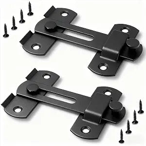 2 Pack Premium Barn Door Lock, 4-Inch Sliding Door Latch, Black
