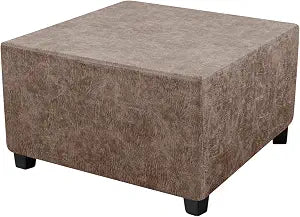Stretch Large Ottoman Cover Rectangular Camel Fit Width 25"-27" Leather Looking Foot Stool Ottoman Slipcover Washable Removable