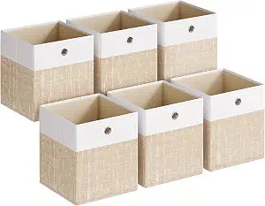 SONGMICS Storage Cubes, Set of 6 Foldable Organizer Boxes with Handles