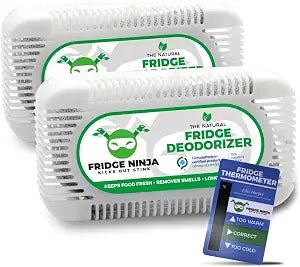 Fridge Ninja Fridge Deodorizer, Activated Charcoal Odor Absorber, 2 Pack