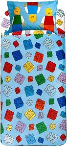 Bioworld Lego STAX 3-Piece Single Sheet Set for Kids Bedroom Bedding