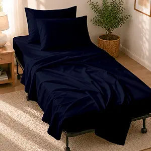 4 PCs Cot Sheet 25" x 75", RV Bunk Fitted Sheets, 4-7" Deep, Navy Blue