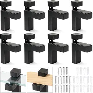 8 Pcs Heavy Duty Floating Shelves Brackets for Bathroom,Black
