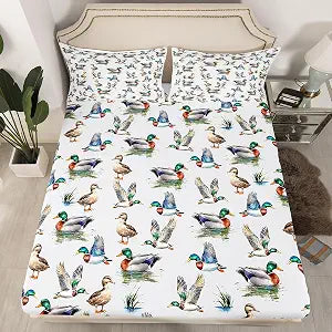 Duck Wild Print Bed Sheet Set Twin Size Boys Girls Women Ultra Soft