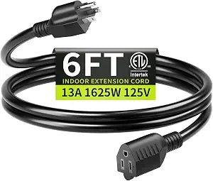 16/3 Black Extension Cord 6 FT Indoor, Short Extension Cord