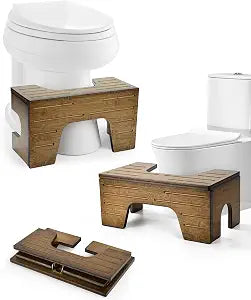 StrongTek Bamboo Toilet Stool, Foldable 79 in, 300 lb, Dark Walnut