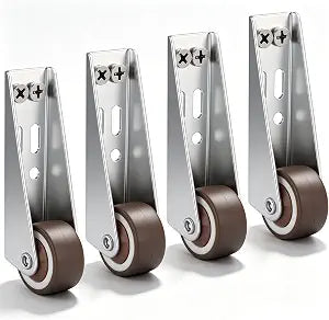 Vertical Track Roller Wheel Heavy Duty Sliding Door Bottom Guide Roller, Alloy Steel Quiet Soft Rubber Caster for Barn Door, Cabinet, Gate & Drawer, Up to 110LBS Load Capacity (4-Pack)