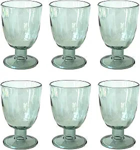 Rustic Acrylic Wine Glass - Recycle Green - 14 oz - Set of 6