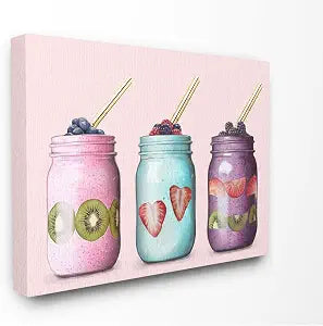 Stupell Industries 'Fruit Smoothie Jars Food Pink Painting'| Canvas Art