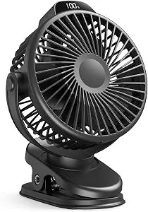 Koonie Portable Clip On Fan, Small Rechargeable Battery Operated, 3 Speeds
