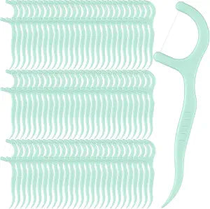 Baderke 200 Count Tooth Picks Flosser Dental Floss Picks, Light Green
