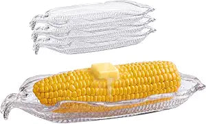 HIC Kitchen Corn Dishes, BPA-Free, Set Of 4, For Serving Corn On The Cob, Hot Dogs, Vegetables, And Holiday Entertaining