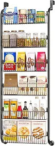 MIAOLI Over the Door Pantry Organizers and Storage, 6-Tier Spice Rack, Home & Kitchen Storage Shelves for Cabinet, Large Capacity Hanging Seasoning Organizer, Laundry Room Organization, Black