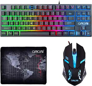 TKL Gaming Keyboard Mouse, Wired LED Keyboard RGB Mouse for PS4 Xbox PC Mac