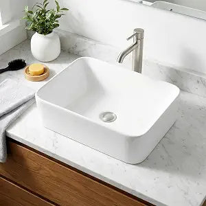 Casaphoria 19" x 15" Rectangular Bathroom Vessel Sink, White Porcelain Ceramic Above Counter Bathroom Sink for Vanity Basin(White)