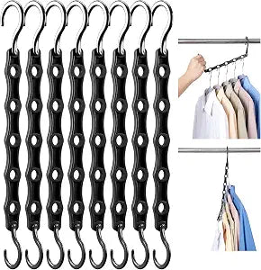 HOUSE DAY 10 Pack Space Saving Hangers, Black, Premium Smart Hanger