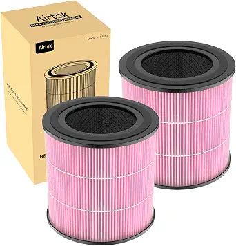 Air Purifier AP0601 Pollen/Pet Allergens Replacement Filters, 5-IN-1 with Activated Carbon, High-efficiency HEPA Filter, Pink, 2 Pack