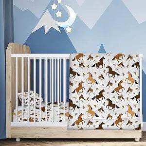 Horse Comforter Set, Soft Pony Toddler Bedding 4 Pieces