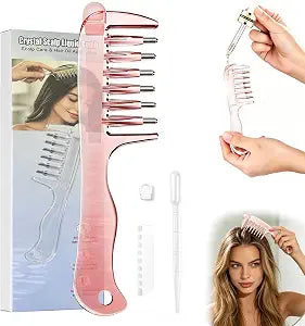 Scalp Liquid Applicator Comb, Hair Oil Serum Root Applicator Comb, Reusable Scalp Massage Tool for Hair Growth Treatment Minoxidil Essential Oil, for Men & Women, Pink