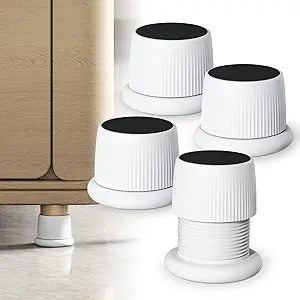Adjustable Furniture Bed Risers 1.6-2.6 inch Durable Anti Slip-White 4 Pcs