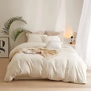 Brushed Microfiber White Duvet Cover Set Twin Size for Room Decor