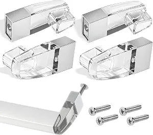 4 Pack Clear Acrylic Shower Door Towel Bar Brackets w/Bright Chrome Sleeve
