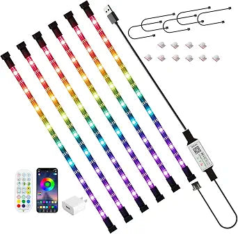 LED Strip Lights 6 Pre-Cut Led Light Strip with Remote & APP Dimmable,RGB Color Changing led Lights Strip for tv Backlight, Bookshelf Ligh, Bedroom, Display,Shelf,Cabinets(Multicolor, 6 Strip)