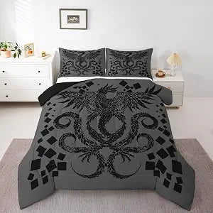 Feelyou Dragon Magical Comforter Set Dragon Bedding Set Full Size 3 Pcs