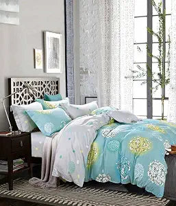 Creative Cotton Duvet Cover Queen Bouquet Reversible Floral Comforter Cover with Zipper Closure 3 Piece Set 1 Duvet Cover & 2 Standard Pillow Shams