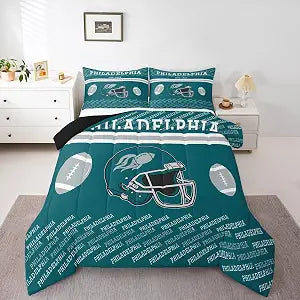 Feelyou American Football Kids Comforter Set Full Size Philadelphia Bedding Set Football City Gift Duvet Quilt for Kids Boys Girls Bedroom Decor Microfiber Ultra Soft Breathable