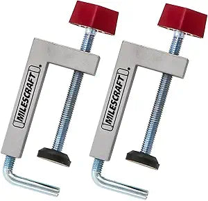 Milescraft 4009 Fence Clamps - 2 pack Universal Clamps with 3/8" Rod for Table Saws, Mitre Saws, Router Tables and Clamping Squares