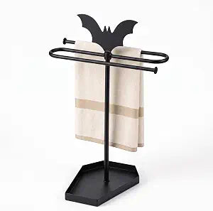 Qinyoung Gothic Bat Hand Towel Holder Stand Halloween Decor Metal