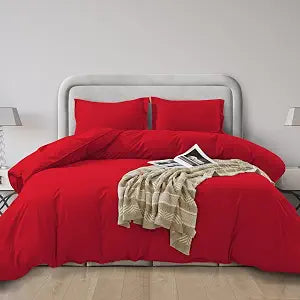Elegant Comfort Luxury 3-Piece Duvet Cover Set - 1500 Premium Hotel Quality Microfiber Hotel Collection - Comforter Cover with Button Closure and Shams, Full/Queen, Red