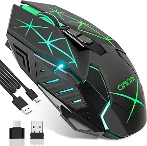 Rechargeable Wireless Gaming Mouse with Light Up, 3200 DPI for PC Computer