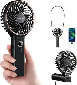 SWEETFULL Handheld Portable Fan, 5000mAh Rechargeable Battery, 6 Speed Wind, LED Digital Display, Foldable Electric Personal Mini Travel Fan with Backup Power, Summer Essentials Gifts for Women Girl