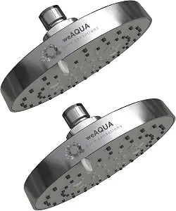 weAQUA Shower Head High Pressure 2 PACK 4.5 Inch, 5 Spray Modes, 72 Anti-Clog Nozzles, Easy 1-Min Installation, Fixed Shower Heads for Powerful Bathroom Upgrade (STD-SHWR-HD02)