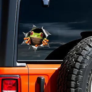 Funny Frog Decal - Waterproof UV DTF Red-Eyed Tree Frog 3D Peeking Sticker