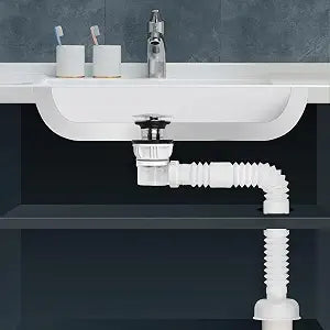 Bathroom Sink Drain Kit with Pop Up Drain, Fit for 1-1/4 to 1-1/2 inch Drain Hole, Flexible Expandable P-Trap