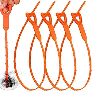 Drain Snake Clog Remover - 4 Pack 20 Inch Flexible Tool for Hair Clogs