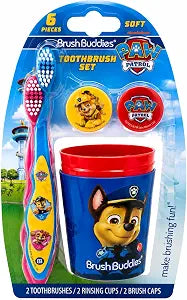 Brush Buddies Paw Patrol Manual Toothbrush and Cup Set for Kids Ages 2+ ��� Soft Bristles, Easy-Grip Handle, Fun Character Design, Toddler Oral Care Set for Boys and Girls