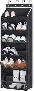 KEETDY Over the Door Shoe Organizer Fit Big Shoes Large Shoe Rack for Door Hanging Shoe Organizer for Closet Door Storage Boots, Black