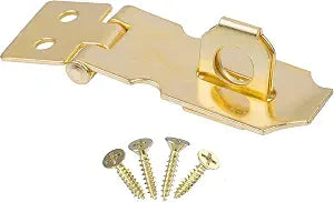 Polished Brass Finished Steel Hasp Set - 1 1/2" x 3/4" - Antique and Modern Furniture Cabinet Doors, Trunk, Chest, Box | HS1-SB