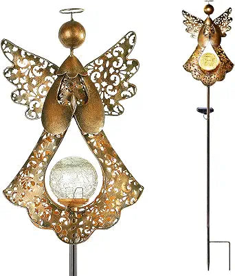 Starryfill Solar Angel Lights Stake, 40.5"Bronze Garden Decor, LED Memorial