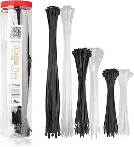 Cable Matters 200-Pack Cable Ties, 6/8/12-Inch, Black and White