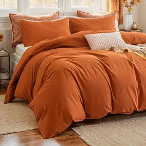 Brandream Duvet Cover Set Twin Size 100% Cotton Percale Stylish Pumpkin Bedding for Women Girl Men Teen Boy, Super Soft Breathable Natural Durable Zipper Closure 3 Pieces (Pumpkin, Twin)