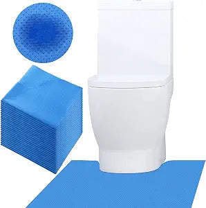 Peryiter 25 Pack Disposable Toilet Mats Absorbent Toilet Floor Protector from Urine, 24" x 22" U Shaped Non Slip Around Commode Potty Training Floor Mat Protector for Urine Adult(Blue)